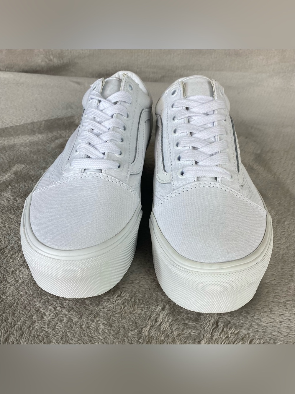 Vans Old Skool Stackform Shoes Womens Size 8 True White Canvas Platform NEW - Picture 5 of 10